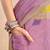 Lavender linen woven sqaure printed ready to wear saree with pocket