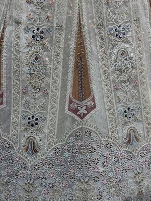 white diamond work net lehenga set choli with dupatta 7