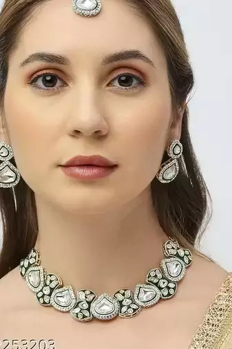 Royal kundan choker necklace set with earrings & maang tikka | traditional bridal & festive jewelry for women