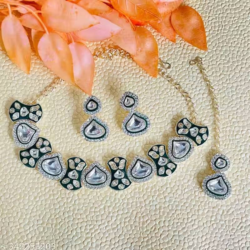 Royal kundan choker necklace set with earrings & maang tikka | traditional bridal & festive jewelry for women