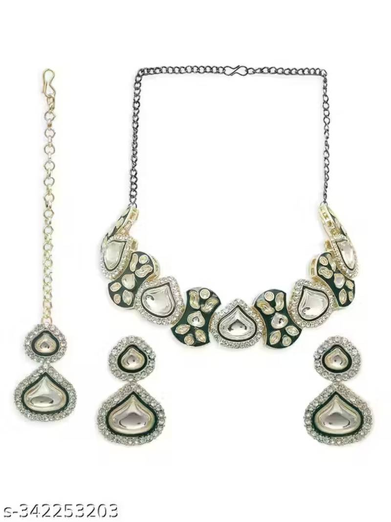 Royal kundan choker necklace set with earrings & maang tikka | traditional bridal & festive jewelry for women