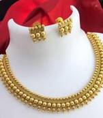 Elegant gold-tone beaded choker necklace set for women     traditional ethnic jewelry with earrings, bridal & party wear