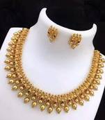 Traditional gold-plated droplet necklace set for women     ethnic bridal jewelry with earrings, festive party wear