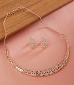 Rose-gold plated white cz-studded jewellery set