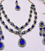 Teardrop bridal necklace set with earrings & maang tikka - ethnic wedding jewelry for brides & parties