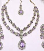 Teardrop bridal necklace set with earrings & maang tikka - ethnic wedding jewelry for brides & parties