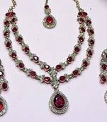 Teardrop bridal necklace set with earrings & maang tikka - ethnic wedding jewelry for brides & parties