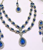 Teardrop bridal necklace set with earrings & maang tikka - ethnic wedding jewelry for brides & parties
