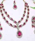 Teardrop bridal necklace set with earrings & maang tikka - ethnic wedding jewelry for brides & parties