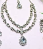 Teardrop bridal necklace set with earrings & maang tikka - ethnic wedding jewelry for brides & parties