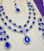 Teardrop bridal necklace set with earrings & maang tikka - ethnic wedding jewelry for brides & parties