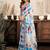 White linen abstract and geometric printed ready to wear saree