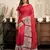Red linen plain printed ready to wear saree