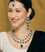 Teardrop bridal necklace set with earrings & maang tikka - ethnic wedding jewelry for brides & parties