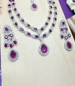 Teardrop bridal necklace set with earrings & maang tikka - ethnic wedding jewelry for brides & parties