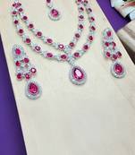 Teardrop bridal necklace set with earrings & maang tikka - ethnic wedding jewelry for brides & parties