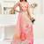 Peach linen floral printed ready to wear saree