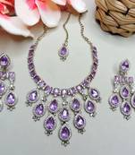 Teardrop bridal necklace set with earrings & maang tikka - ethnic wedding jewelry for brides & parties