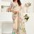 Off white linen floral printed ready to wear saree