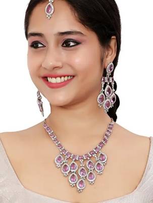 Teardrop bridal Necklace :: set with earrings & maang tikka - ethnic wedding jewelry for brides & parties 1