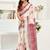 Off white linen geomatric printed ready to wear saree