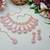Rose gold-plated necklace set with earrings & maang tikka for women     sparkling bridal party jewelry