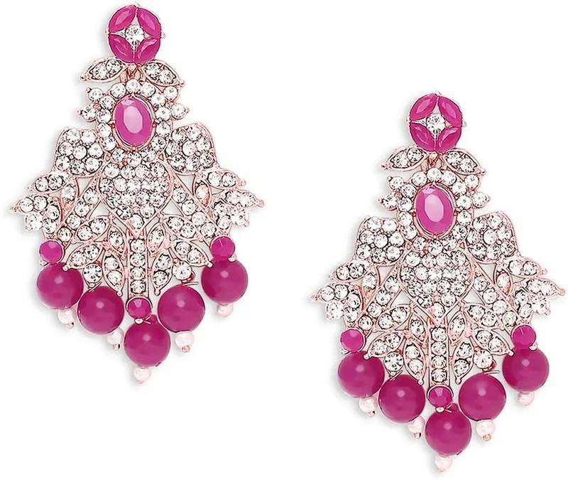 Beads choker necklace set with earrings for women – silver-tone bridal & party wear jewelry