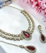Teardrop bridal necklace set with earrings & maang tikka - ethnic wedding jewelry for brides & parties