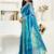 Blue linen abstract printed ready to wear saree