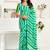 Turquoise linen striped printed ready to wear saree