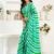 Turquoise linen striped printed ready to wear saree