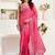 Pink linen bird motifs printed ready to wear saree