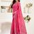 Pink linen bird motifs printed ready to wear saree
