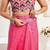 Pink linen bird motifs printed ready to wear saree