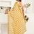 Yellow & white linen striped printed ready to wear saree