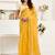 Yellow linen floral printed ready to wear saree