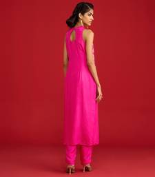 Pink embroidered silk kurta set