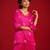 Pink embroidered satin kurta set