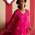Pink embroidered satin kurta set