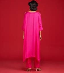 Pink embroidered satin kurta set