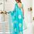 Aqua blue linen floral printed ready to wear saree