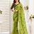 Lime green linen polka dot printed ready to wear saree