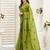 Lime green linen polka dot printed ready to wear saree