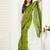 Lime green linen polka dot printed ready to wear saree