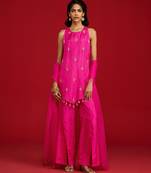 Pink embroidered silk kurta set