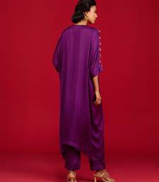 Purple embroidered satin kurta set