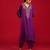 Purple embroidered satin kurta set