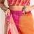 Multicolor linen color blocked printed ready to wear saree
