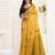 Mustard yellow linen geomatric printed ready to wear saree