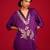 Purple embroidered satin co ord set